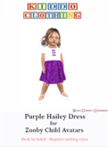Purple Hailey Dress for Zooby Child Avatar