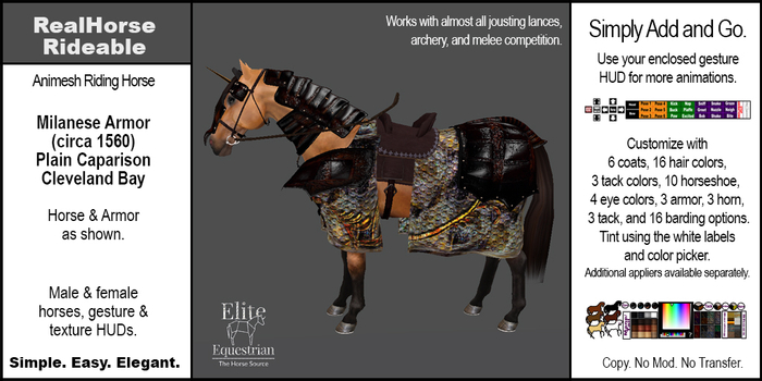 *E* RHR - Cleveland Bay Milanese Armor Plain [Add & Click]