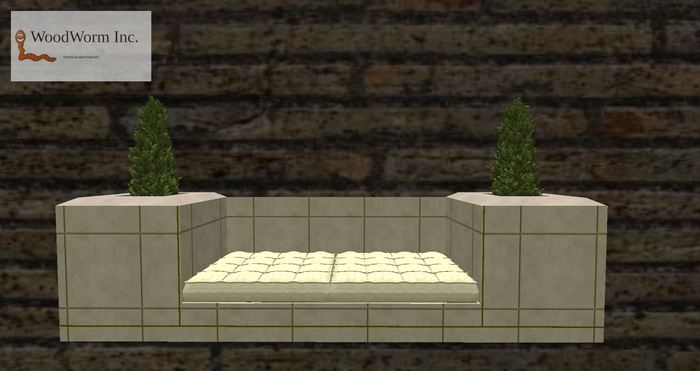 A wall couch for two avatars (marble)