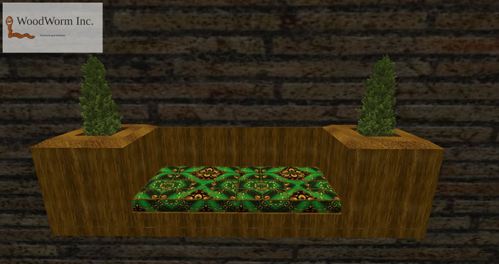 A wall couch for two avatars (brown)