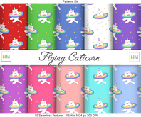 Flying Caticorn Patterns Kit 10 Seamless Textures NM