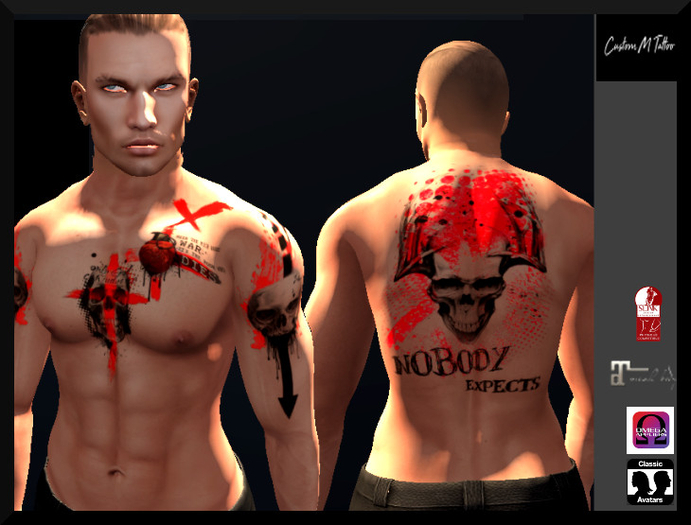 Skull red Custom m tattoo