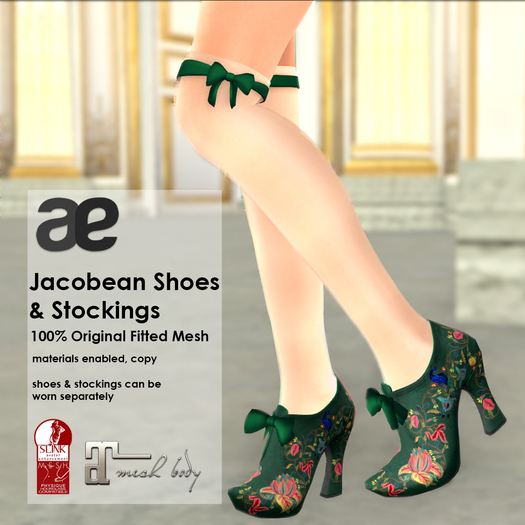 [ae] Jacobean Shoes & Stockings Green
