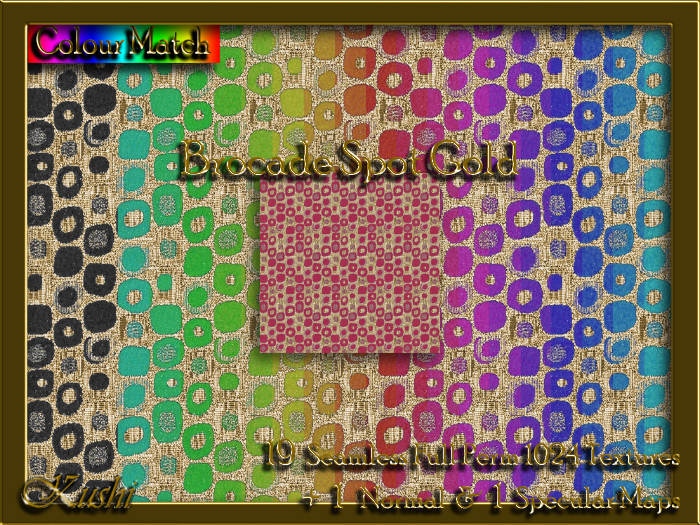 !Kushi! BrocadeSpotGOLD Textures -WearToUnpack