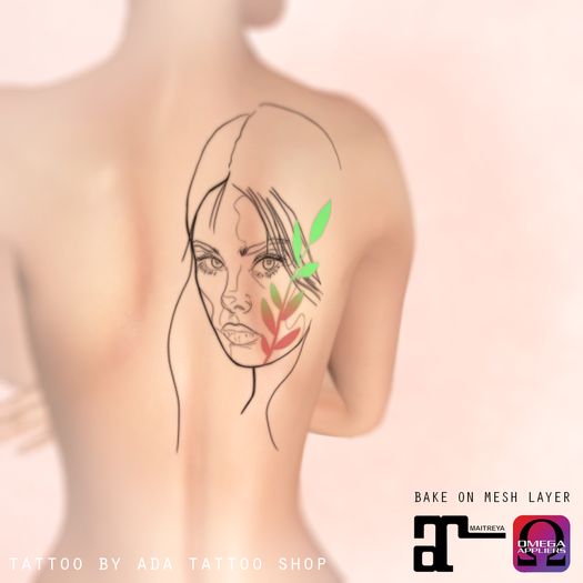 ~ADA Tattoo Shop~ Minimalistic girl face (BoM, OMEGA, MAITREYA)