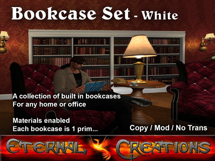 - E - C -  BOOKCASE SET WHITE - (BOXED)