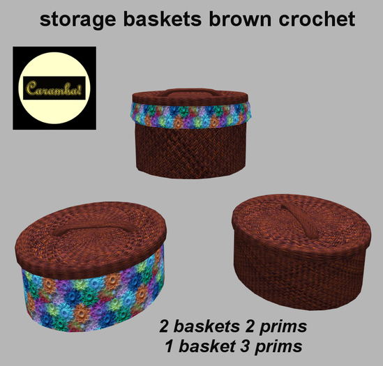 storage baskets - brown crochet