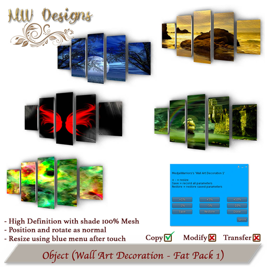 MW Designs - Wall Art Decoration - Fat Pack 1 (Wear Me)