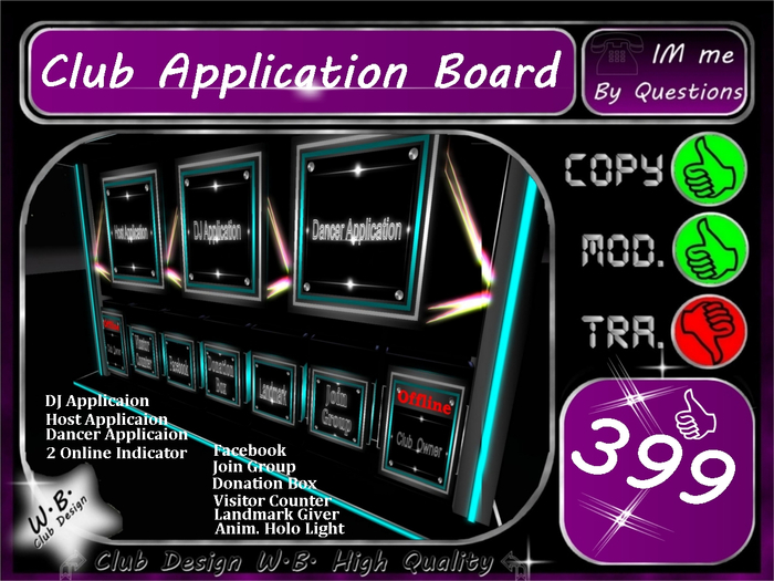 ** New Big Application Board Club ** Effect Holo Light Anim. *