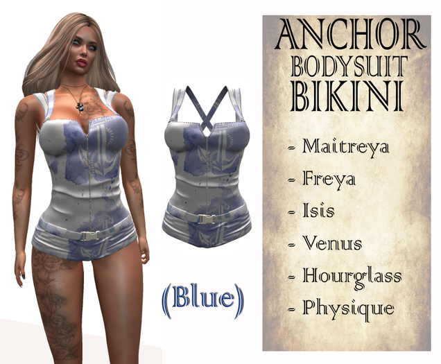 ANCHOR Bodysuit Bikini Blue - (BOX)