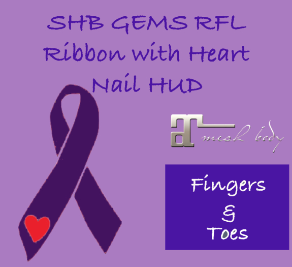 SHB GEMS RFL Ribbon with Heart Nail HUD