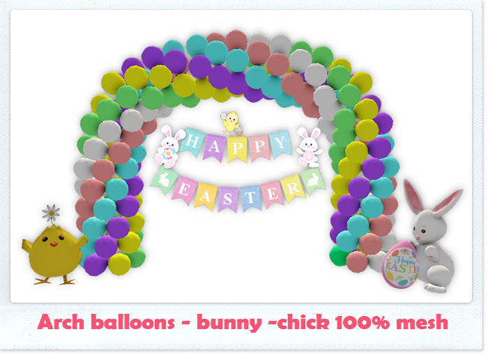 Easter arch balloons & chick and bunny deco