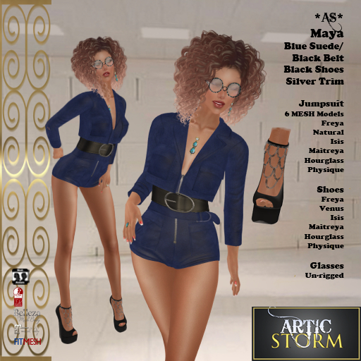 *AS* Maya Blue/Black Belt/Dilver Trim