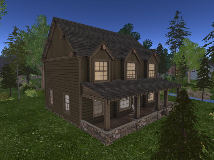LH - Log Home - Overlook - Front porch stone railing MP1