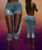 Bleached Blue Ripped Jeans Capri MAITREYA
