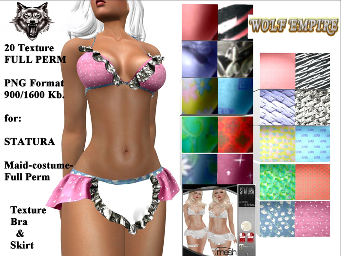 "WE" TEXTURE Full Perm for: STATURA Maid-costume-Full Perm