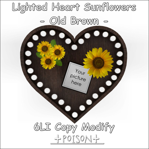 +Poison+ Lighted Heart Sunflowers - Old Brown - BOX