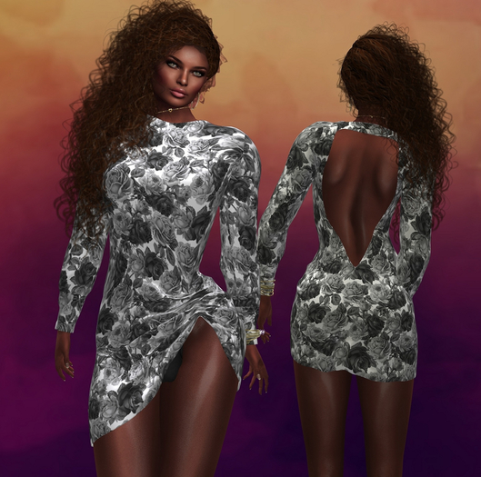 Gloria Mini Dress Black Roses MAITREYA