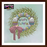 Easter - Pink - Bunny and Chick with Easter Eggs Wreath