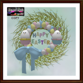 Easter - Blue - Bunny and Chick with Easter Eggs Wreath