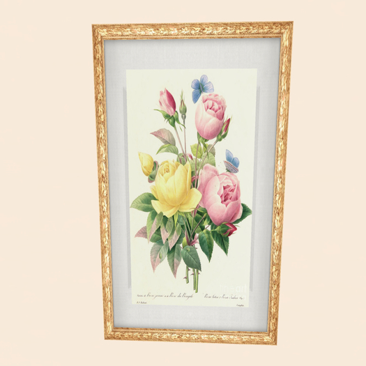 Redoute Roses Print #9 (gold) New Frame sm