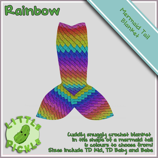 Little Pickle - Mermaid Tail Blankets - Rainbow - Bebe, TD K&B