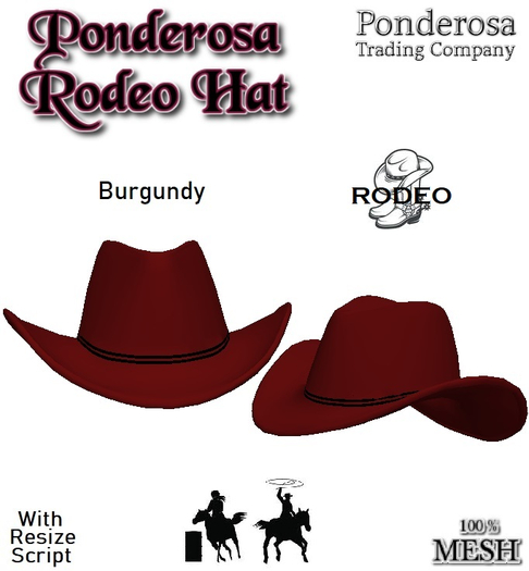 Ponderosa Rodeo Hat - Burgundy