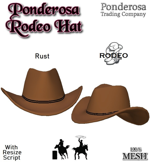 Ponderosa Rodeo Hat - Rust