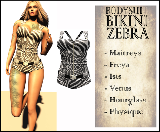 Bodysuit Bikini Zebra - (BOX)