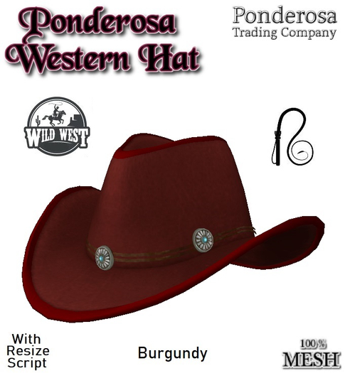 Ponderosa Western Hat - Burgundy