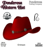 Ponderosa Western Hat - Crimson