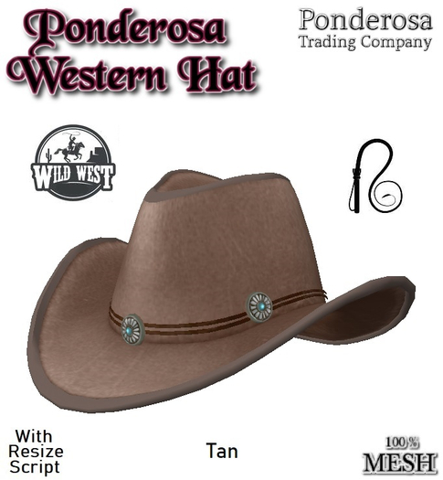 Ponderosa Western Hat - Tan