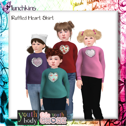 {M} [Ruffled Heart Shirt] [Red] [Unpacker HUD]