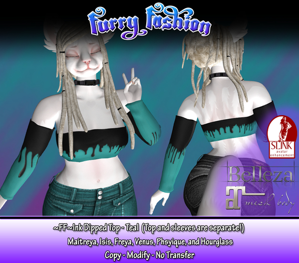 ~FF~ Ink Dipped Top - Teal