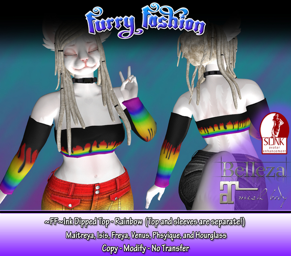 ~FF~ Ink Dipped Top - Rainbow