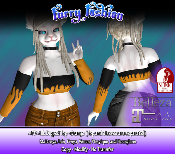 ~FF~ Ink Dipped Top - Orange