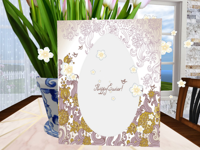 Happy Easter Card Pink SilverGold with Flower Emitter (Boxed)