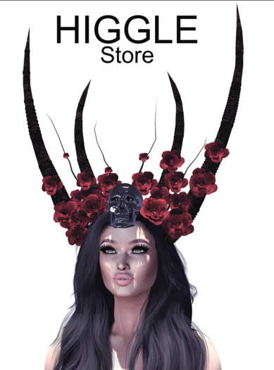 [HIGGLE] Headpiece Horns Roses Gothic