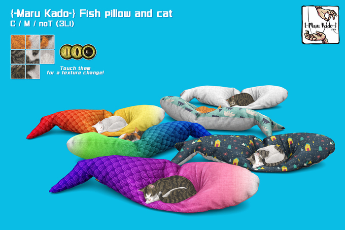{-Maru Kado-} Fish pillow and cat