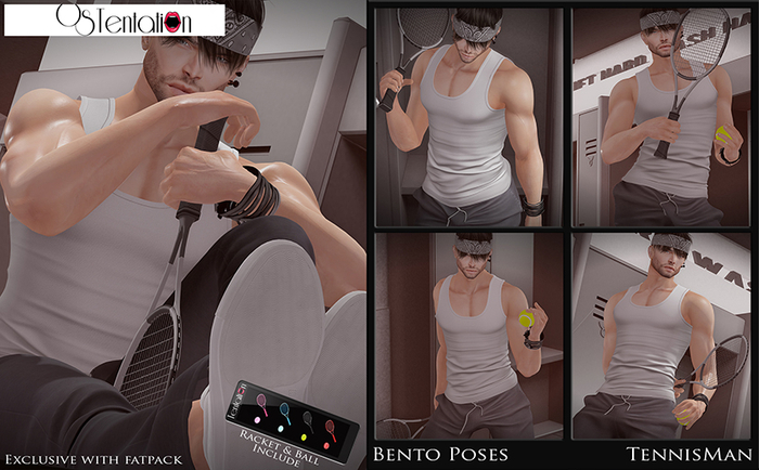 * OsTentatioN * BENTO Poses SET TennisMan (Unpacker WEAR ME)