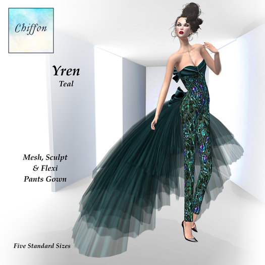 *CHIFFON* Yren Pants Gown - Teal