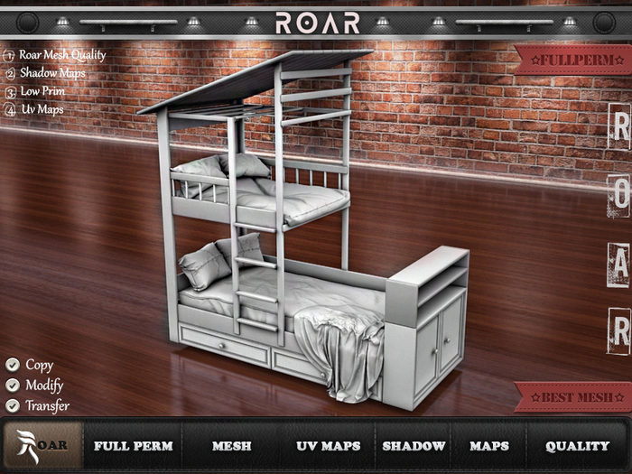{::ROAR::} Full Perm Mesh Bunk Bed With Great Detail