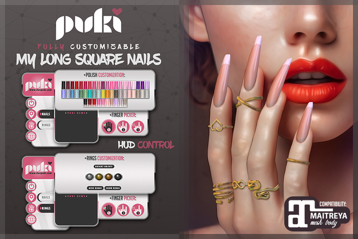 . PUKI . My Long Square Nails . Maitreya BENTO . !wear me!