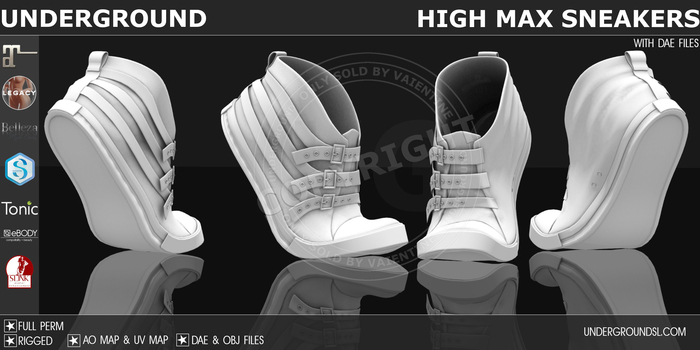 Second Life Marketplace - [UG MESH] MAX SNEAKERS - HIGH (DAE) - FULL PERM