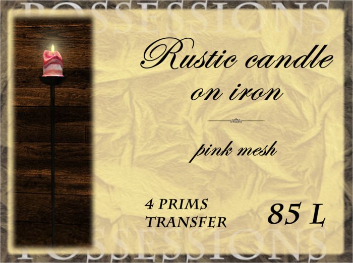 Rustic iron & candle, pink mesh