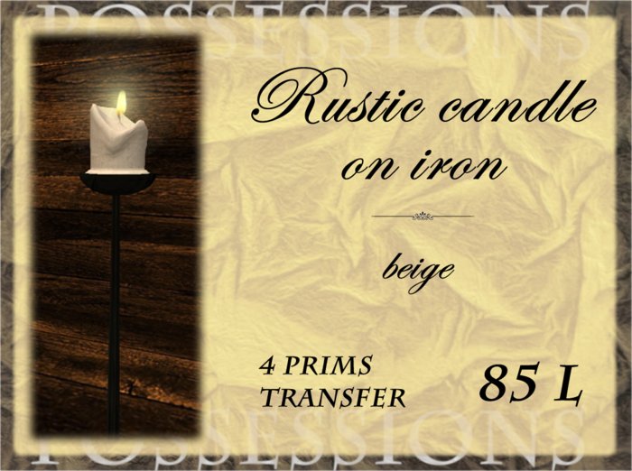 Rustic iron & candle, beige