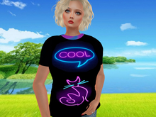 NEON Glowing COOL KITTY Fitmesh, Rig, SL Women`s Classy T-shirt