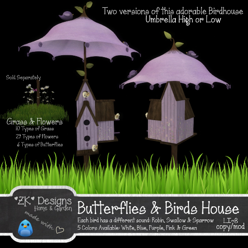 *ZK* Mesh Butterflies & Birds House - Purple
