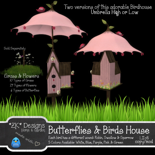 *ZK* Mesh Butterflies & Birds House [Crate] - Pink