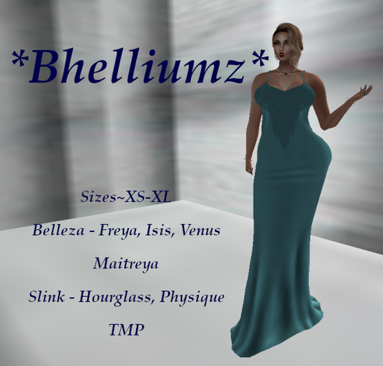 *Bhelliumz* Bare back gown teal pack